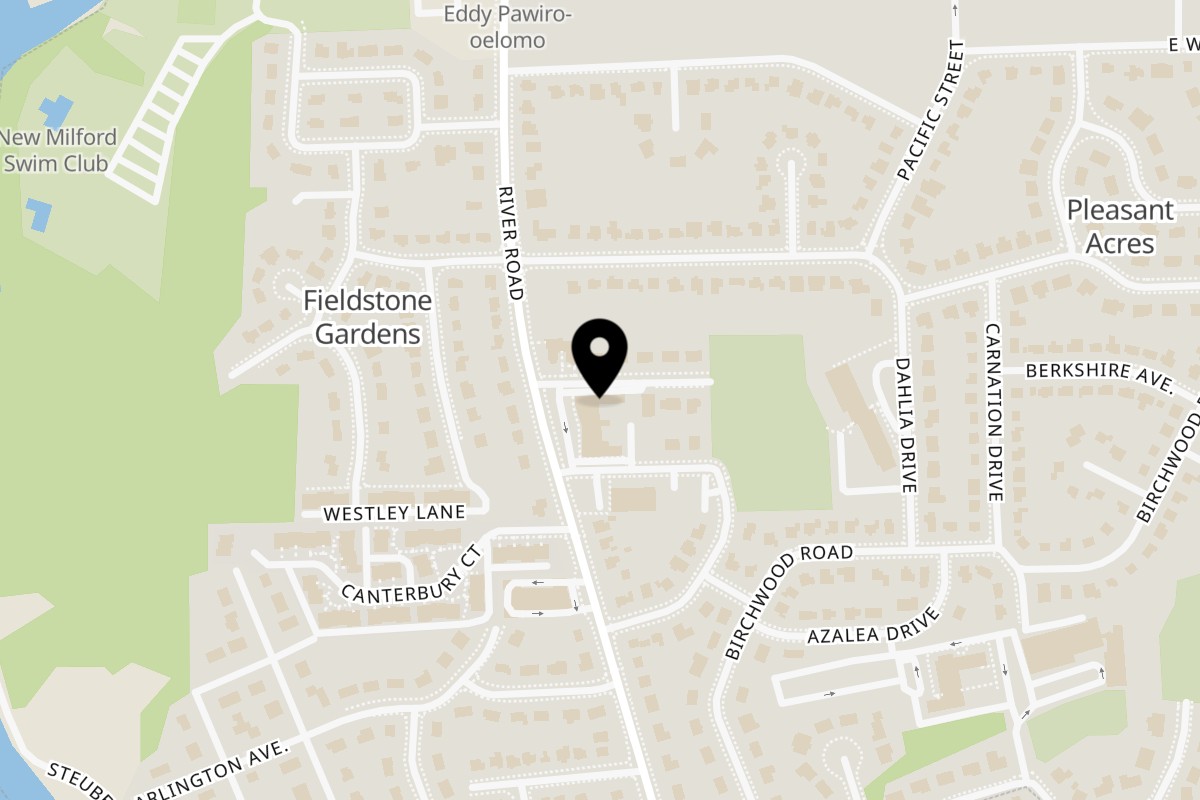 Map showing the location of Bowl Shake New Milford on 1033 River Rd in New Milford